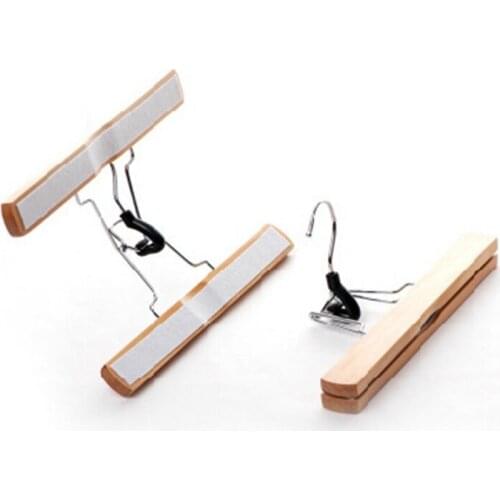 Natural Solid Wood Hanger Non-slip No Trace Hanger Pants Hangers Skirt Hangers Clips Slack Hanger