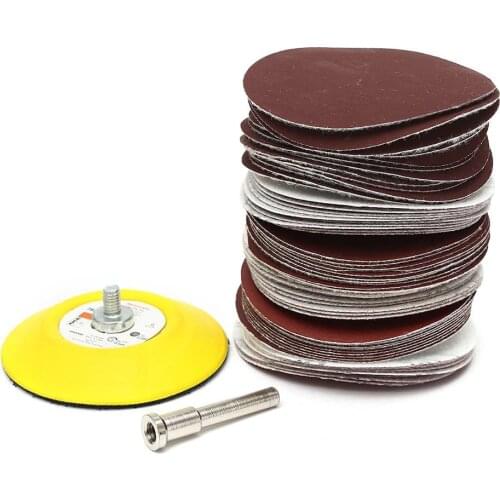 60Pcs Sandpaper 100-2000 Grit 3 Inch Sanding Disc Set 75mm+Loop Sanding Pad With Backer Plate + 1/4" Shank For Polishing Tools