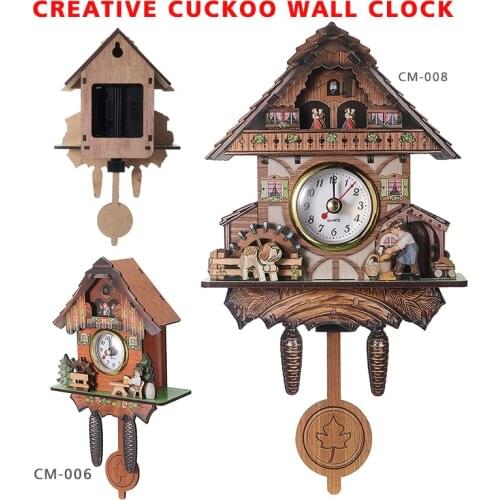 New classical Wooden Bird Wall Clock Antique Hanging Bird House Wall Clocks Quartz Swing Clocks for Home Decoration