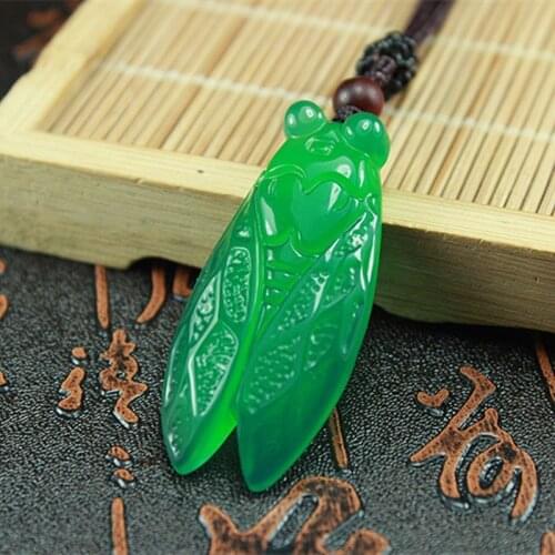 Natural Red Hand-carved Jade CICADA Pendant Jewelry Necklace, Fashion Cicada Know Topaz Pendant Men and Women