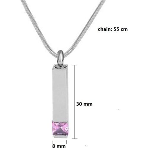Rectangle Bar Charm Urn cremation Pendant Necklace Stainless Steel Waterproof Memorial Ash Keepsake