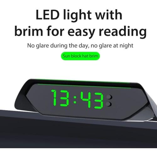 Portable Solar Car Digital LCD Clock & Temperature Display Auto Dashboard Clocks Back Light Electronic Screen Temperature Clock