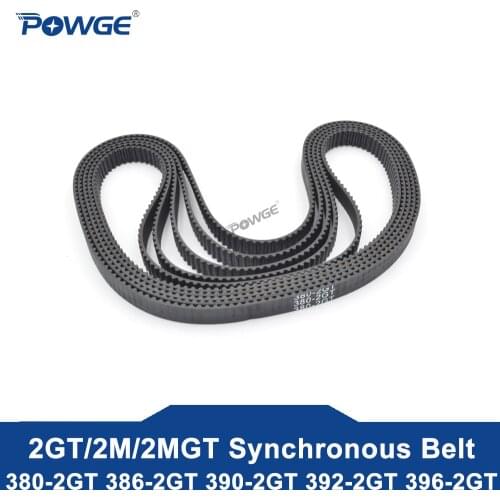 POWGE 2MGT 2M 2GT Synchronous Timing belt Pitch length 380/386/390/392/396 width 6mm/9mm Teeth 190 193 195 196 198 Loop closed