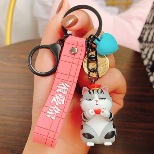 Lovely Dancing Cats Kitty Dogs Couples Keychain Key Chain Women Rubber Trinkle Key Ring Chains Car Bag Charm For Girl Boy D803