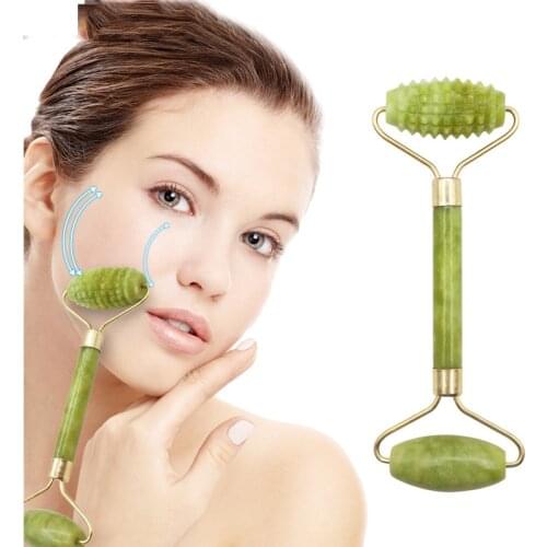 Facial Massage Roller Double Heads Jade Stone Face Lift Hands Body Skin Relaxation Slimming Beauty Health Skin Care Tools