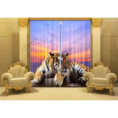 Tiger print Luxury Blackout 3D Window Curtains For Living Room kids Bedroom Cortinas Rideaux Drapes Customized size pillowcase