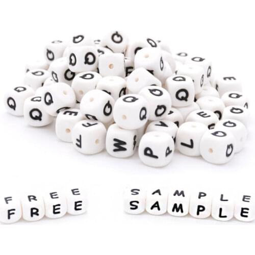 10PCS Silicone Made Alphabet English Letters Silicone Cube Teether Beads BPA Free DIY Name Pacifier Chain Accessories 12mm*12mm
