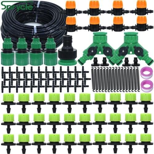 SPRYCLE 5M-60M 1/4'' Automatic Micro Drip Irrigation System Garden 8-Hole Spray Self Watering Kits w/ Adjustable Green Dripper