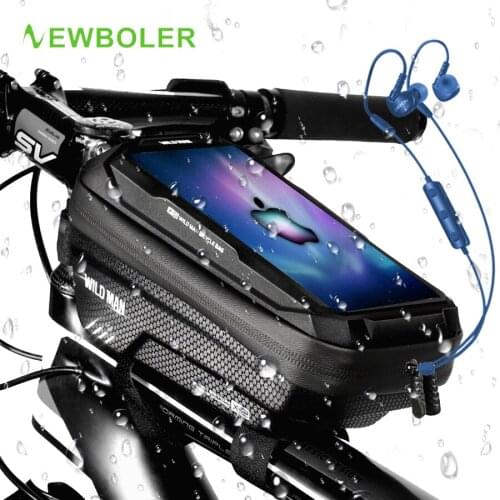 NEWBOLER Bicycle Bag Rainproof Touch Screen Cycling Bag Top Front Tube Frame MTB Road Bike Bag 6.5 Phone Case Bike Accessories