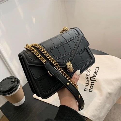 Stone Pattern PU Leather Crossbody Bags for Women 2021 Chain Shoulder Bag Lady Luxury Small Handbags and Purses Hand Bag