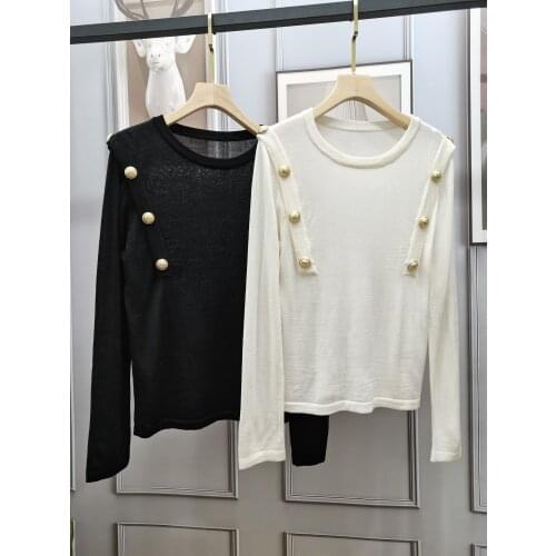 Spring Casual 2021 Women 50% Wool Knitted Sweater Female High Quality Jumpers 2 Color Gndz 1.07