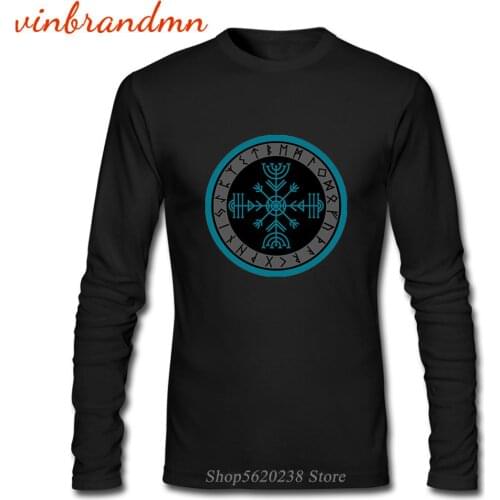 Vikings Men Long Sleeve T Shirts Viking Veldismagn Design Tee Tops Norse Viking Odin Thor Pagan Asatru Graphic Cotton T-shirts