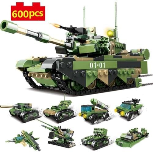 Military Series World War II 8 in 1 tank aircraft armored vehicle DIY Model Building Blocks Bricks Toys Gifts