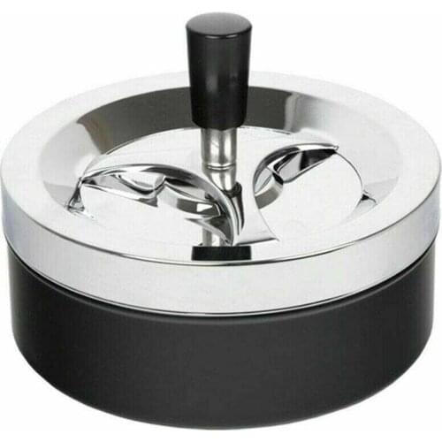Rotating Ashtra Y XXL Large Metal Rotary Black Chrome Easy To Clean Diameter 14cm Home Desktop Decoration