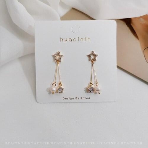 925 Silver Ear Needle Stud Earrings Drop Natural Fresh Water Pearl Zircon Brass/14k Gold South Korea Jewelry for Women HYACINTH