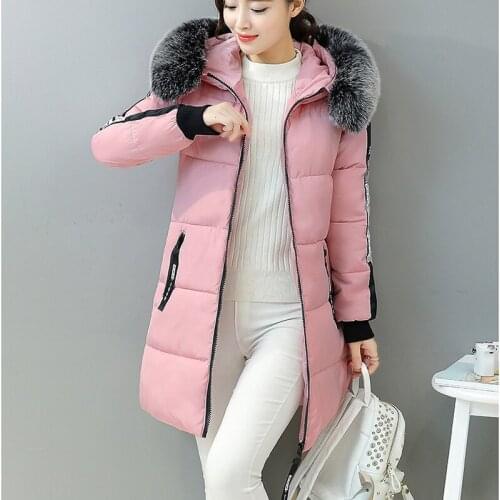 Zuolunouba 2019 fashion winter ladies pink warm Cotton clothing coat Long sleeve thickening snow hooded coat Women clothing