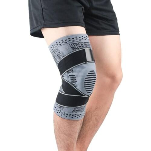 1pc Patella Knee Protector Brace Silicone Spring Knee Pads Basketball Knitted Compression Elastic Knee Sleeve Support Sports