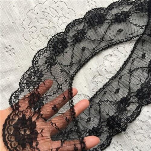 1Yard Pleated Guipure Lace Ribbon Embroidery Collar Lace Fabric Tulle Trim 7cm Sewing Decorations Clothes Craft Supplies LP44