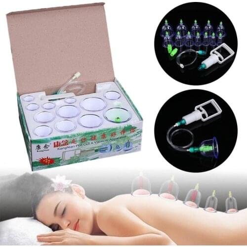 12pcs Vacuum Cupping Set Chinese Medical Cupping Cups Cans Suction Cup Therapy Back Body Detox Massage Anti Cellulite Massager