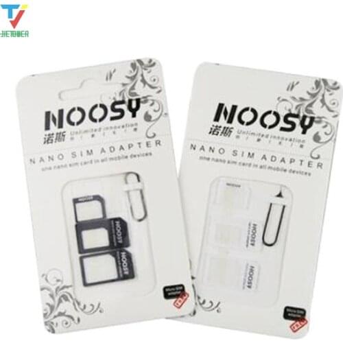 3000set/lot 4in1 Noosy Nano Sim Card + Micro Sim cards + Standard SIM Card Adapter change With Eject pin For Iphone wholesale