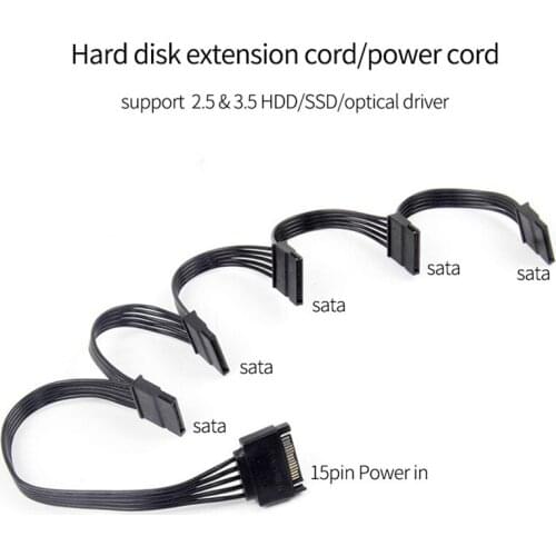 4Pin IDE 1 to 5 SATA 15Pin Female Hard Drive Power Supply Splitter Cable for DIY PC Sever 18AWG 4-Pin to 15-Pin Power