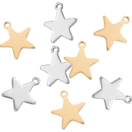 50pcs/lot Stainless Steel Silver/Gold Tone Tiny Star Charms For Pendant Bracelet Jewelry Making Accessories 13x14mm Dropshiping