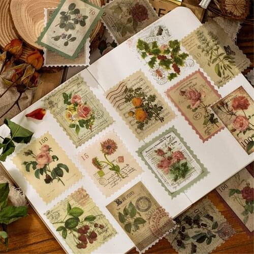 60pcs/pack Vintage Stamps Stickers Personalized Scrapbooking Notebook Stickers Decorations Sticker Kawaii Stationery Stickers