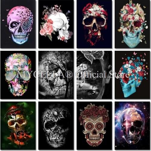 5D Diy Diamond Painting Skull Rose Cross Stitch Crystal Dill Full Diamond Embroidery Resin Home Decor Diamond Mosaic Crafts Gift