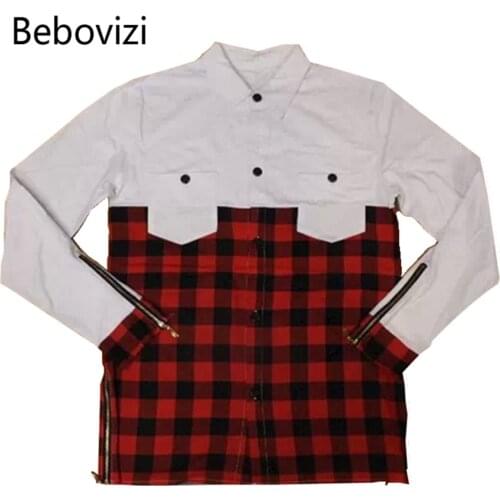 Bebovizi 2018 cool long sleeve t shirt men kanye west design Gold side zipper t-shirt hip hop swag tee big oversized tshirts mma