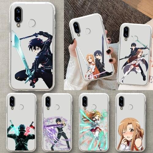 SAO sword art online Anime Phone Case For Huawei Honor 6 7 8 9 10 10i 20 A C X Lite Pro Play transparent art back fashion funda