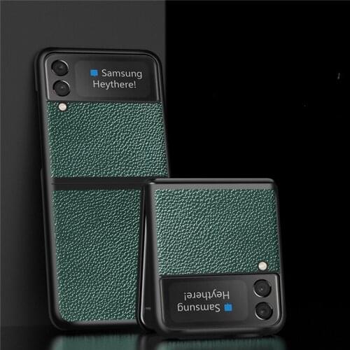 Lychee pattern Cross pattern case for Samsung Galaxy Z Flip 3 Cover Anti-knock luxury Leather + PU Folded Cases for Flip3