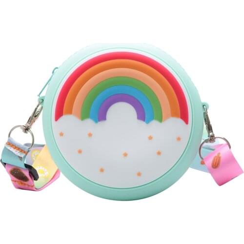 Kids Crossbody Mini Purses Bag Cute Rainbow Kawaii Little Girls Mini Coin Wallet Candy Color Shoulder Bag Handbags Toddler Gift