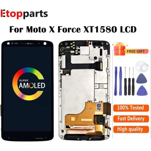 Display For Motorola moto x force LCD XT1580 LCD Screen With Touch Screen Digitizer Assembly with frame Free Shipping