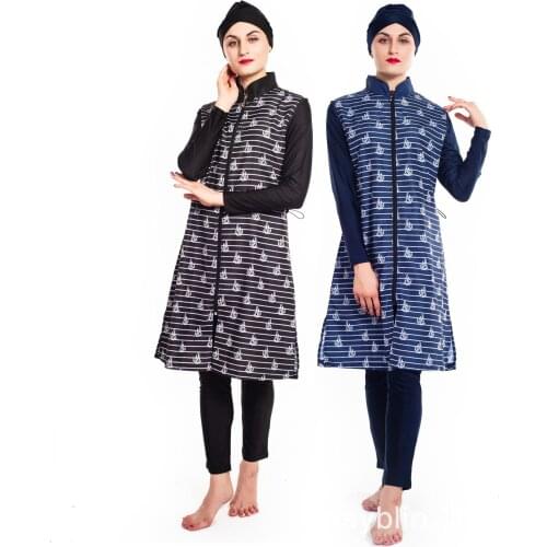 Islamic Women Muslim Swimwear 3 Piece Sets Burkini print Hijab Swimsuit Modest Swim Surf Wear Sport Full Suit for Swimming 2021