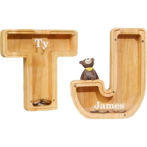 1PCS Piggy Bank Letter Shaped Large Enough Burly Wood Meaningful Souvenir Bedroom Desktop Ornaments Money Boxes Home Accessories