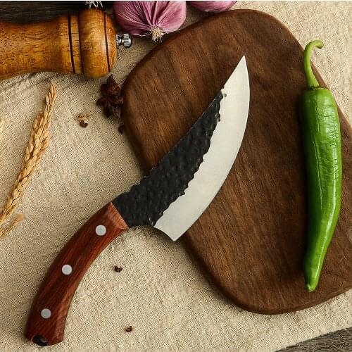 Forged Butcher Knife 5.5 inch 6.5 inch High Clad Steel Boning Hunting Camping Tool Leather Cover Handmade Serbian Chef Knife