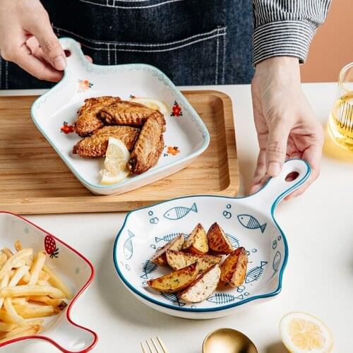 Nordic Style Creative CeramicChildrens Breakfast Dessert Plate Western Pasta Salad Fruit Home Kitchen Baking Tableware