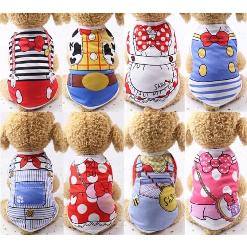 Summer Small Dog Shirt Clothes Vest Down Jacket Cartoon Cute Chihuahua Tshirt Puppy Yorkshire Terrier Puppy Bulldog Ropa Perro