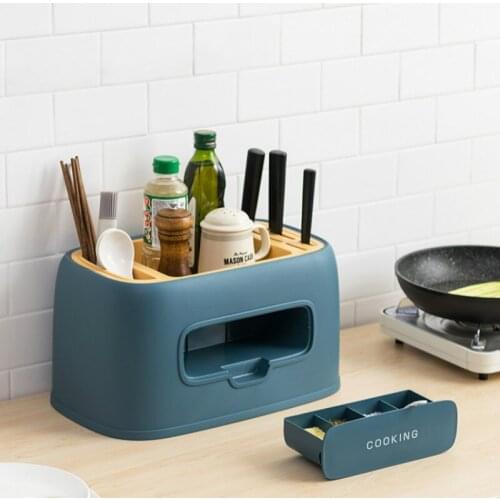 Multifunctional Shelf Home Kitchen Supplies Soy Sauce Chopsticks Knife Shelf Storage Rack Seasoning Storage Box