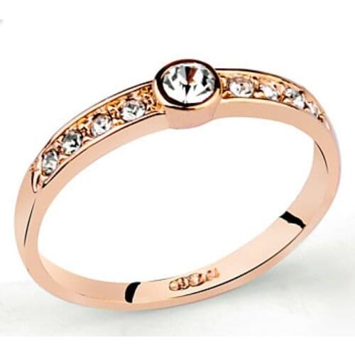 MOONROCY Wedding Trendy Rings for Women Girls Rose Gold Color Crystal Jewelry Cubic Zirconia Wedding Ring Womens Girls Gift