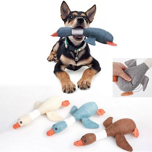 Cartoon Wild Goose Plush Dog Toys Resistance To Bite Squeaky Sound Pet Toy For Cleaning Teeth Puppy Dogs Chew Supplies