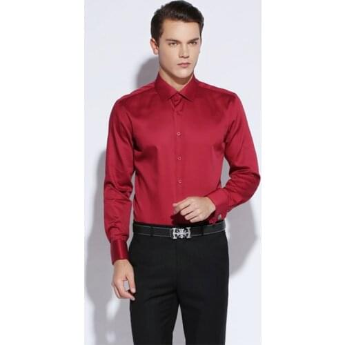 2020 Mans Fashion Shirt Soild Cotton Long Sleeves Shirt For Men High Quality Formal Shirts Cufflinks Business Dress Shirts