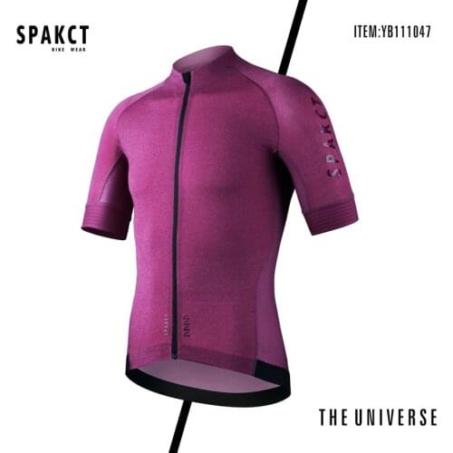 Spakct Mens Short Sleeve Cycling Jersey Quick Dry Bicycle Shirts Mountain Bike Jersey MTB Road Clothing Back 3 Pockets 4 Color