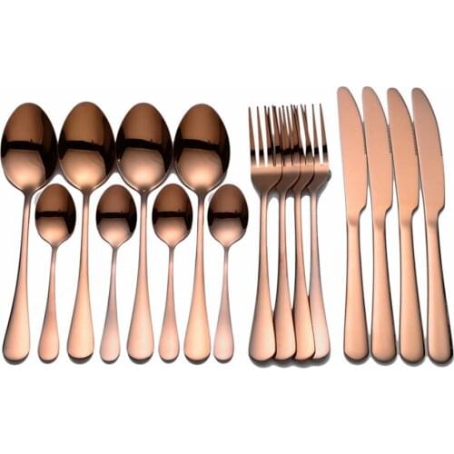 Kitchen Tableware Set Stainless Steel Cutlery Set 16Pcs Fork Spoons Knives Rose Gold Mirror Dinnerware Set Cutlery Eco Friendly
