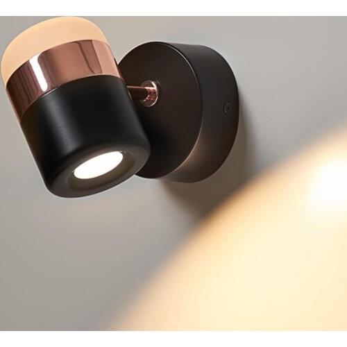 Black / White 5W Wall Lamp For Bedroom Bedside Desk Reading Wall Light Minimalist Modern Nordic Aisle Corridor LED Wall-Sconces