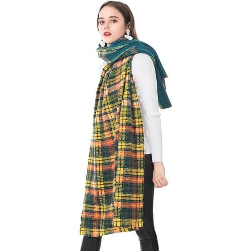 New AC Cashmere Scarf From Europe and America. Color Matching Plaid Warm Scarf. Scarf Shawl for Autumn and Winter