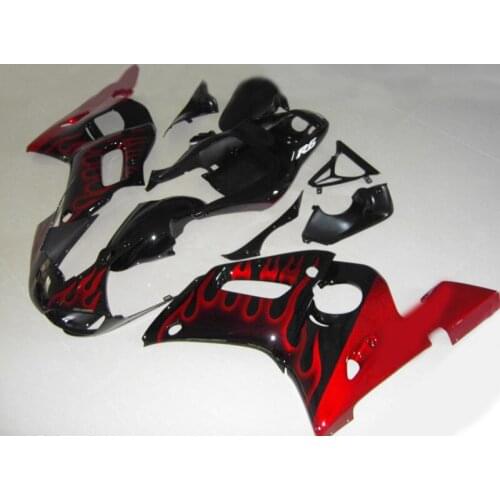 Motorcycle Fairing kit for YAMAHA YZFR6 98 99 00 01 02 YZF R6 YZF600 1998 2000 2002 ABS Red flames black Fairings+7gifts YD10