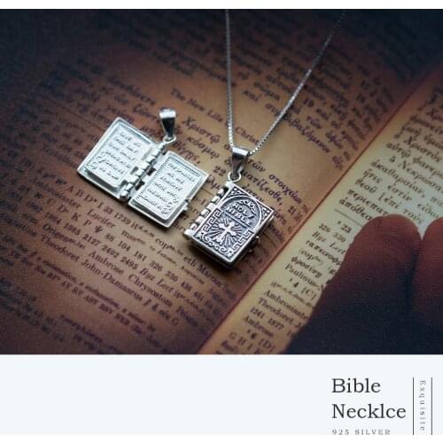 Modian Cross Bible Couple True Love Eternal Pendant Necklace for Men and Women 925 Sterling Silver Necklace Valentines Gift