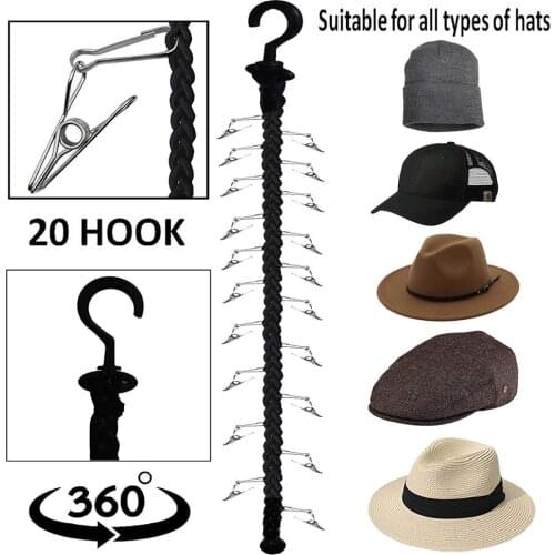 Pmsanzay Closet Hanging Cap Keeper Closet Cap Racks Hats Holders Closet Hook Storage Organizer Cap Display Closet Organize Anyth