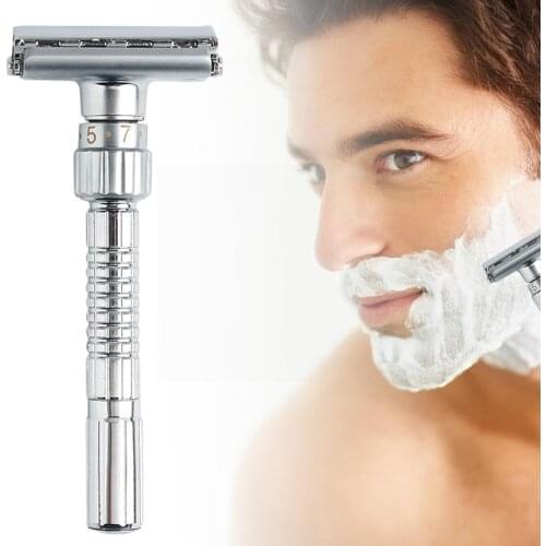 Adjustable Razors Double Edge Shaving Safety Razor Blades Hair Alloy Mens Razor Removal Shaving Tools Shaver Zinc Q9Z8